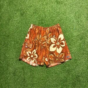 Quiksilver Edition Board Shorts Brown Floral Surf Swim Trunks Size L